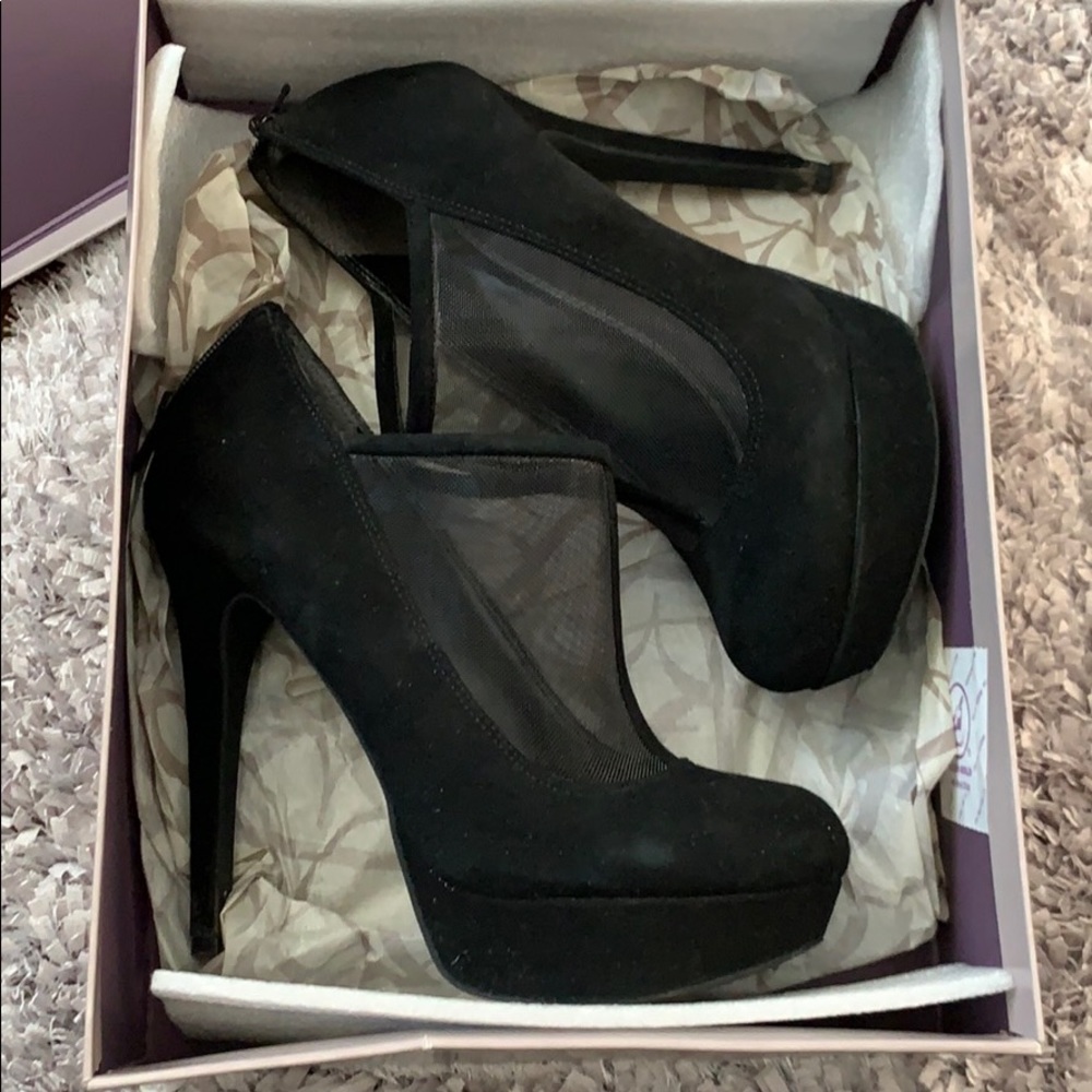 Black bootie heels